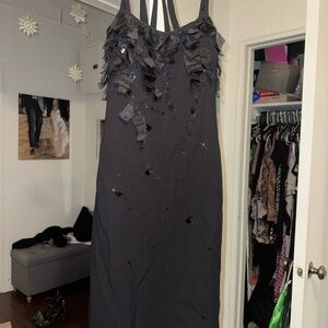 Armani Collezioni Black Embellished Midi Dress